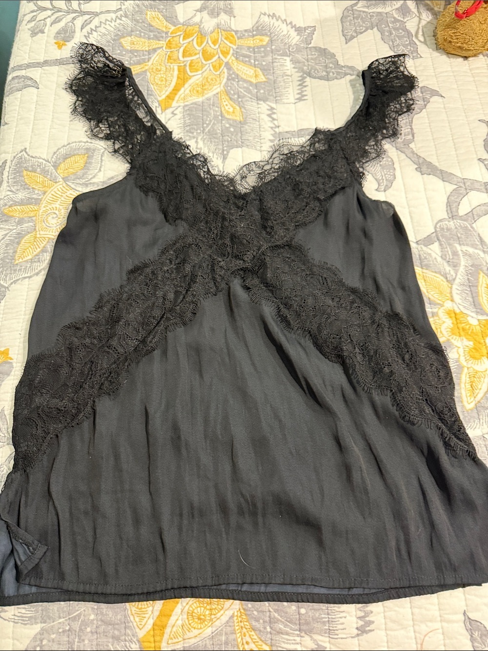 Mustard Seed Black Lace Trim Camisole